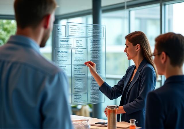 Team bij Herbagen HR bespreekt een organisatiestructuur op een whiteboard